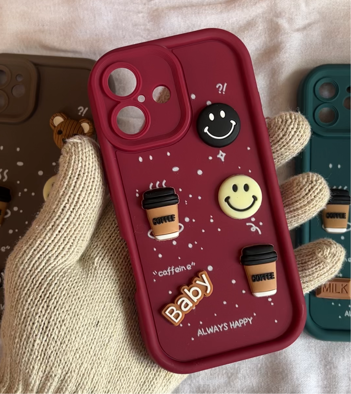 Fun Cartoon 3D Ball Coffee Silicone Case / Cover For iPhone